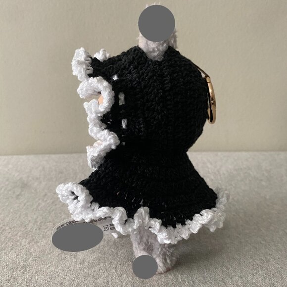 Handmade Crochet Black White Hooded Cloak Outfit for 17cm Doll 1-Piece Set - Picture 2 of 5